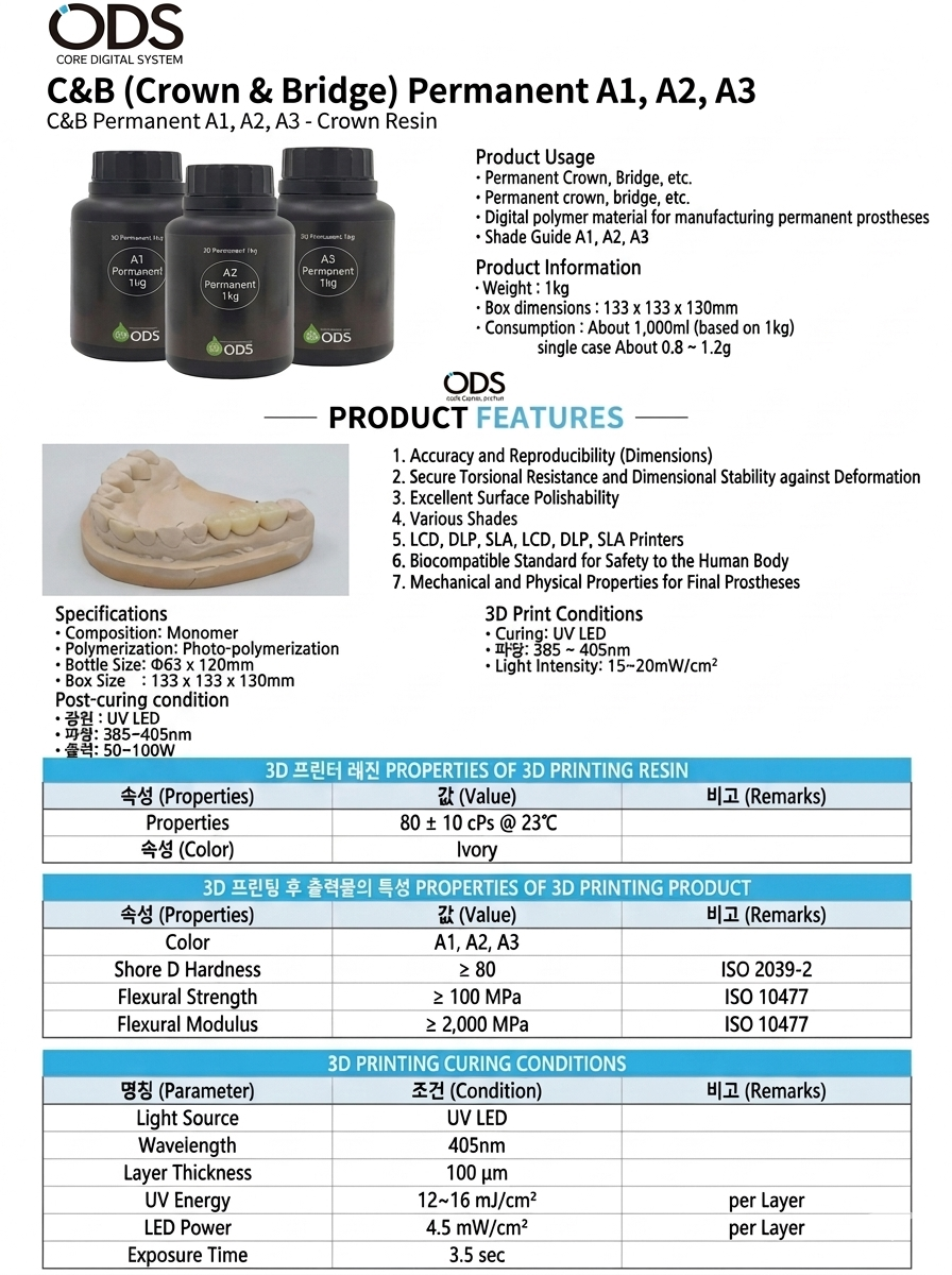 C&B Permanent (3D Printing Resin) 250g x 4ea (1kg)